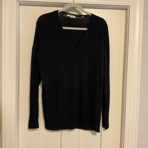 Vince long navy cashmere v-neck sweater